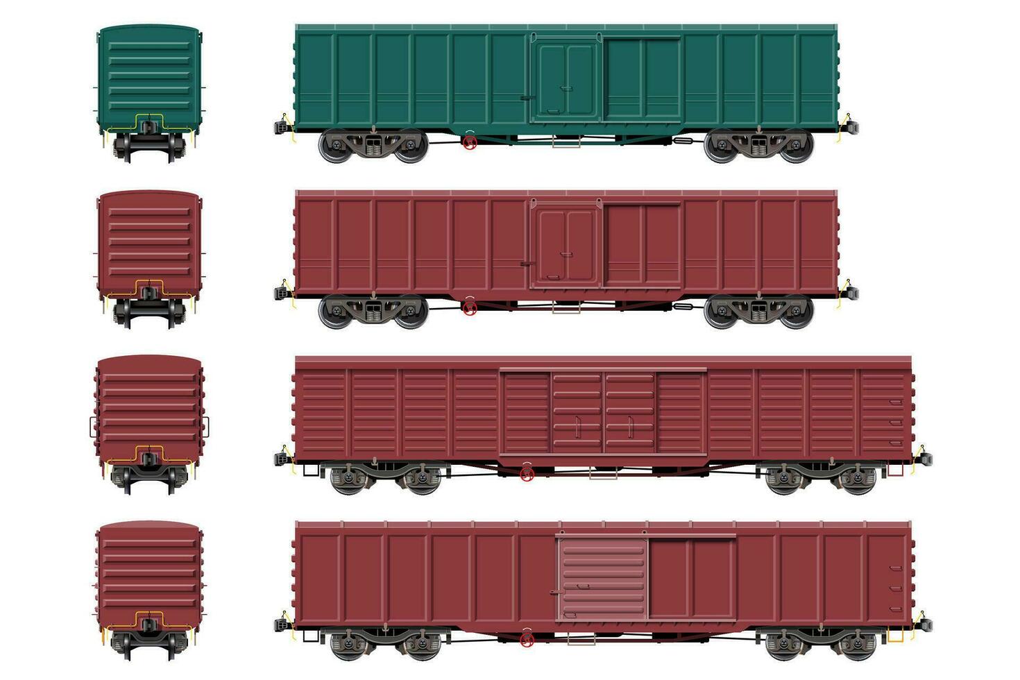 olika lådbil, frakt bil, tåg frakt godsvagnar vektor