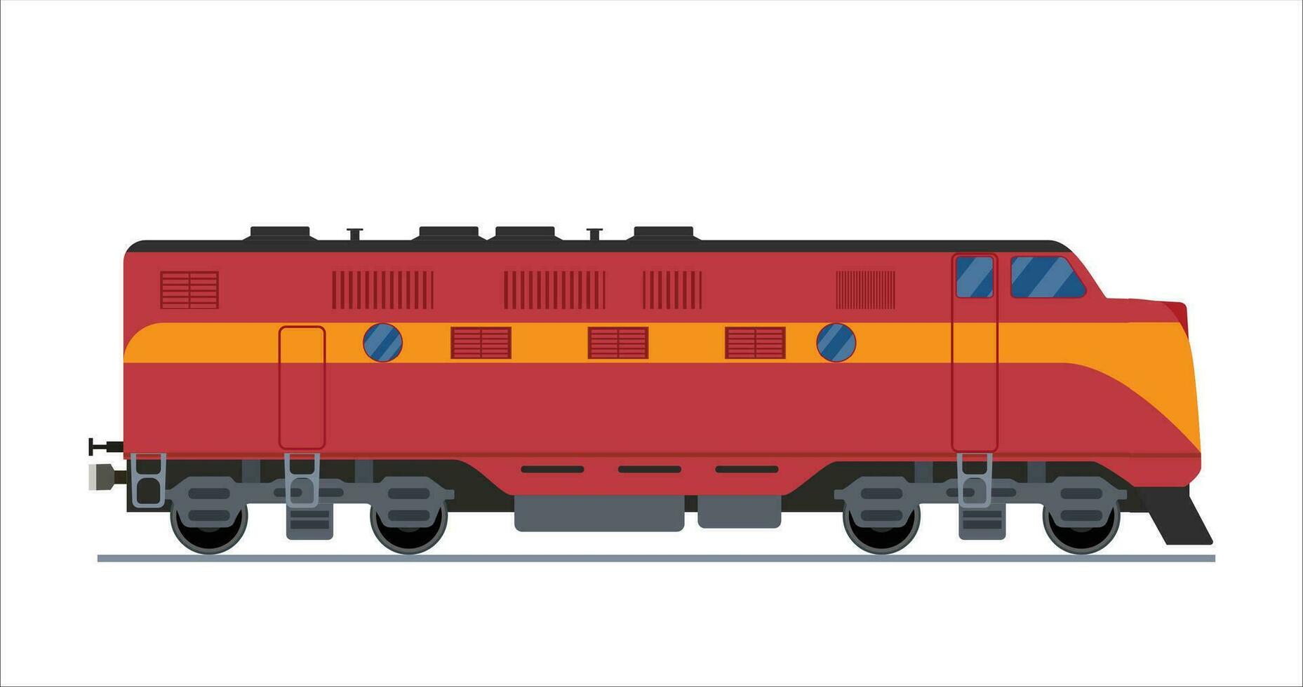 Fracht Zug isoliert auf Weiß Hintergrund. Eisenbahn Lokomotive Symbol. Ladung Zug auf Eisenbahn. Vektor Illustration im eben Stil