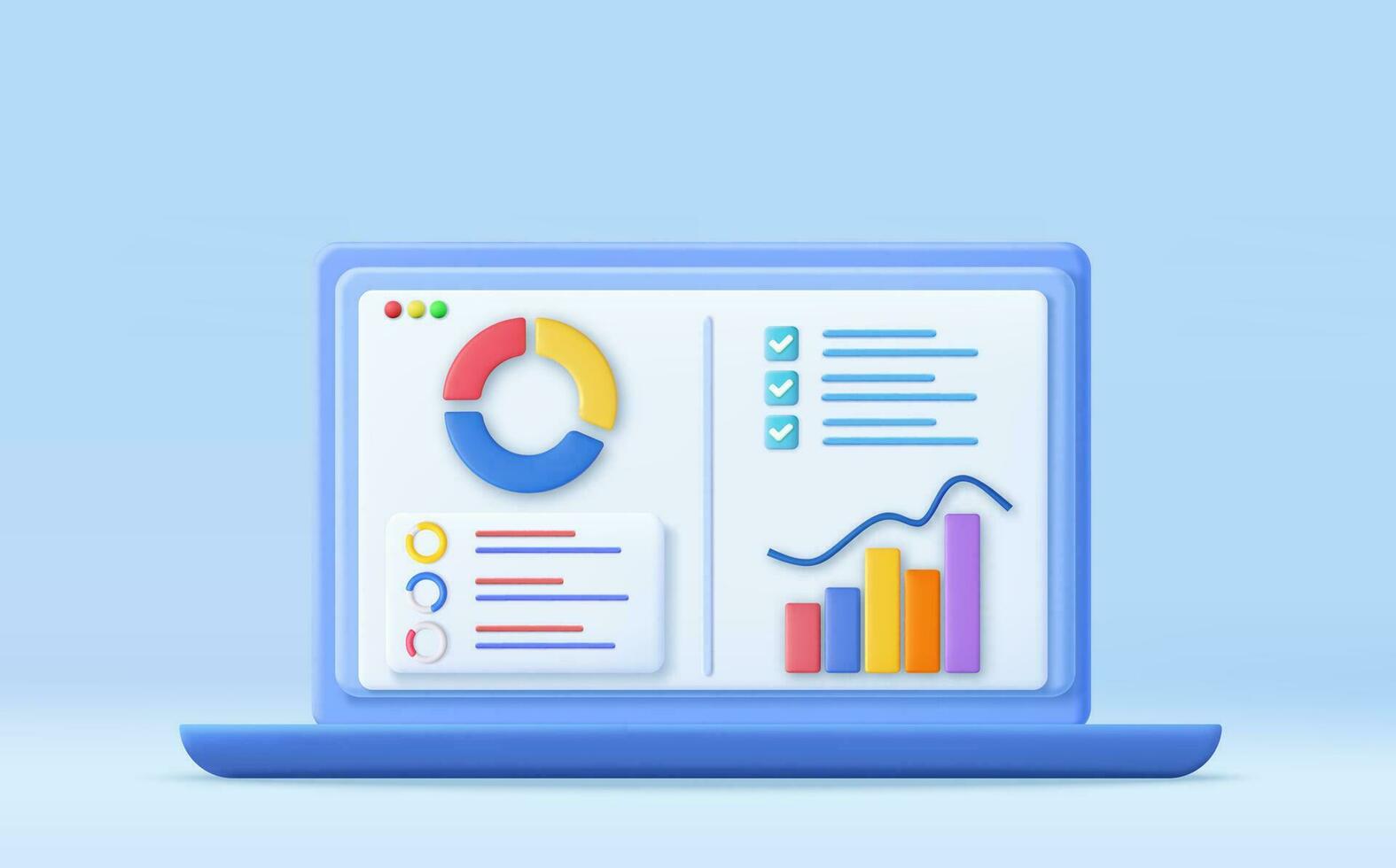 3d finansiell Rapportera Diagram, seo optimering, webb analys och seo marknadsföring begrepp. 3d tolkning. vektor illustration