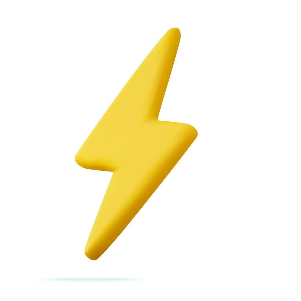 3d gul åska och bult belysning blixt. gul laddare symbol för olika enheter. minimalistisk elektrisk ansvarsfrihet. 3d tolkning. vektor illustration