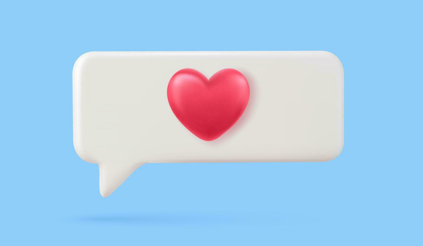 3d Sozial Medien Benachrichtigung Liebe mögen Herz Symbol im rot Stift isoliert auf Weiß Hintergrund mit Schatten 3d Wiedergabe. Vektor Illustration