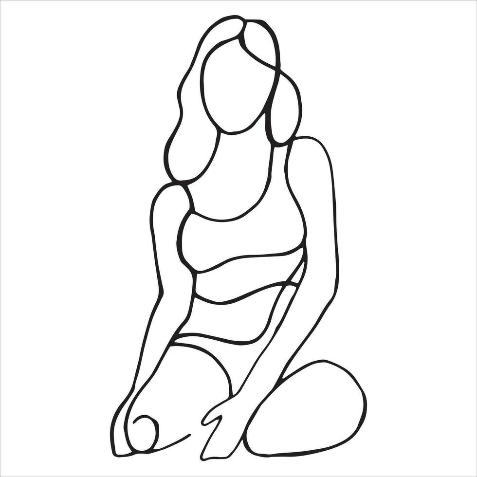 Vektor Zeichnung von ein Frau, Frau Körper Umriss. abstrakt Zeichnung im Linie Kunst Stil
