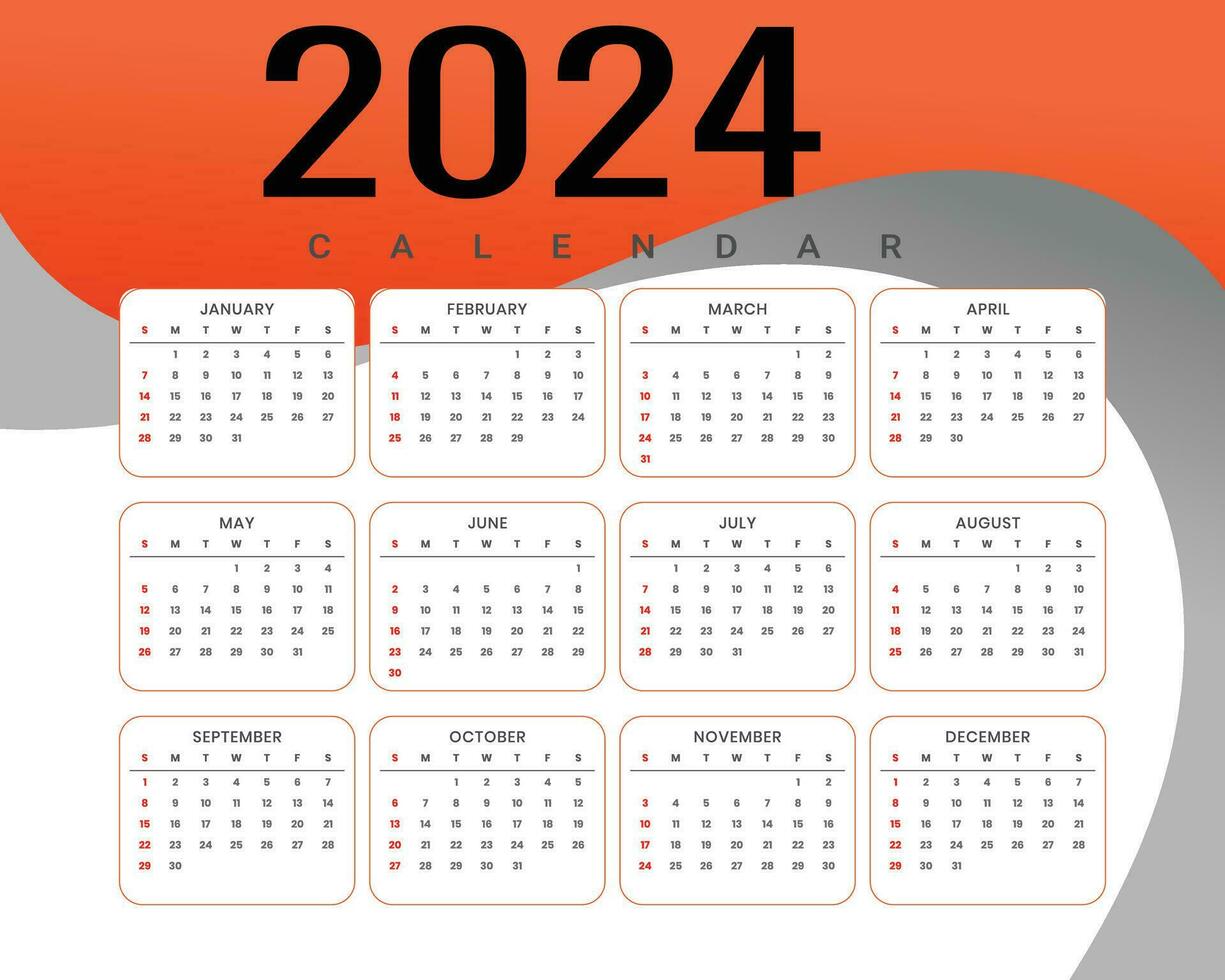 2024 kalender mall vektor