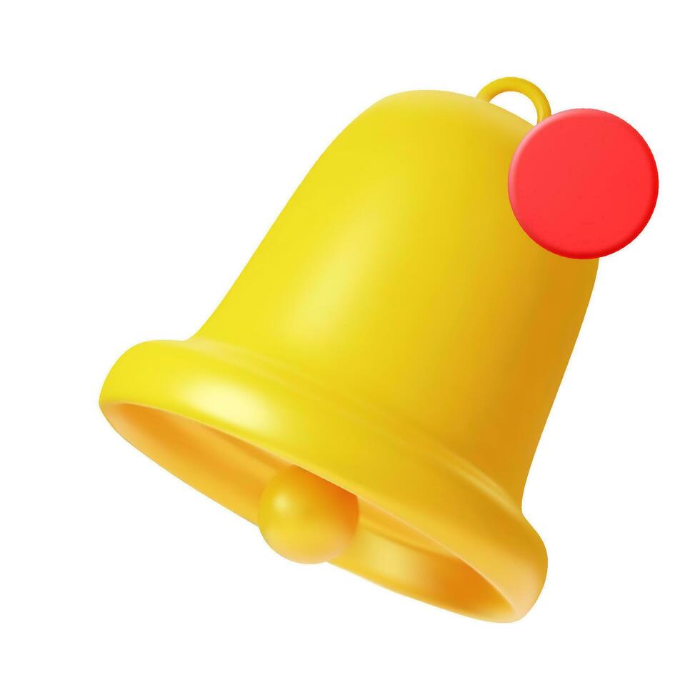 3d machen Gelb Benachrichtigung Glocke Symbol isoliert auf Weiß Hintergrund zum Sozial Medien Erinnerung. Vektor Illustration
