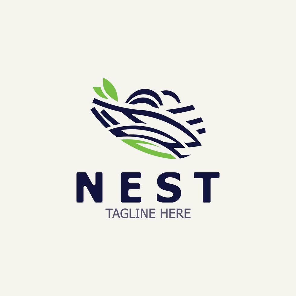 Vogel Nest Logo Ast natürlich Wurzel Baum Frühling Vorlage Vektor