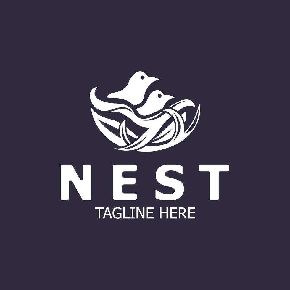 Vogel Nest Logo natürlich Wurzel und Blatt Lebensraum Vogel Haus isoliert Vorlage Vektor
