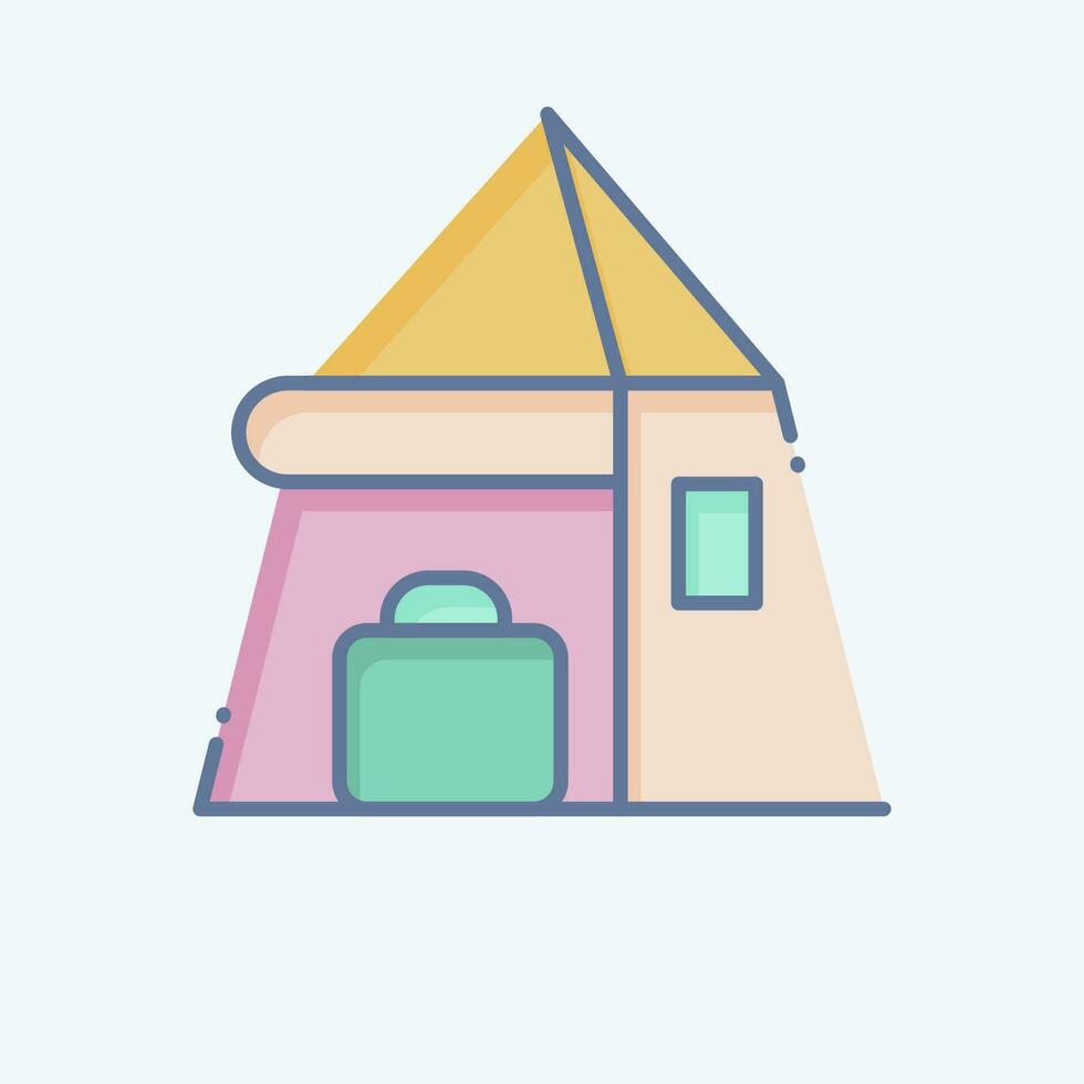 ikon tält. relaterad till backpacker symbol. klotter stil. enkel design redigerbar. enkel illustration vektor