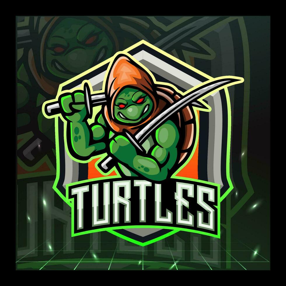 sköldpadda maskot esport logotyp design. vektor