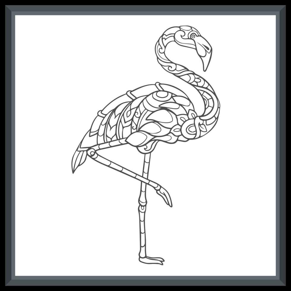 Flamingo Vogel Mandala Kunst isoliert auf Weiß Hintergrund. vektor