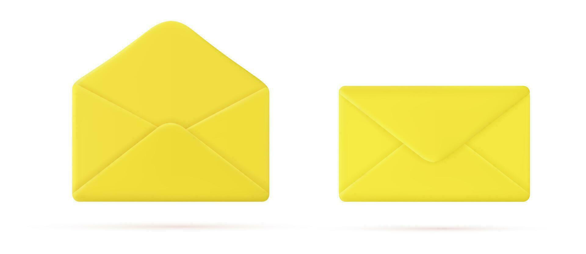 3d machen geschlossen und öffnen Mail Briefumschlag Symbol isoliert auf Weiß Hintergrund. Brief Konzept. öffnen Briefumschlag und geschlossen Umschlag. Vektor Illustration
