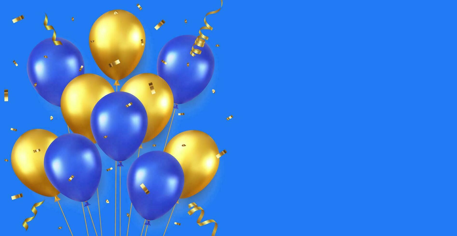 3d Geburtstag Hintergrund mit realistisch Luftballons und Konfetti . Dekoration Element zum Geburt Tag Feier Gruß Karte Design. 3d Wiedergabe. Vektor Illustration