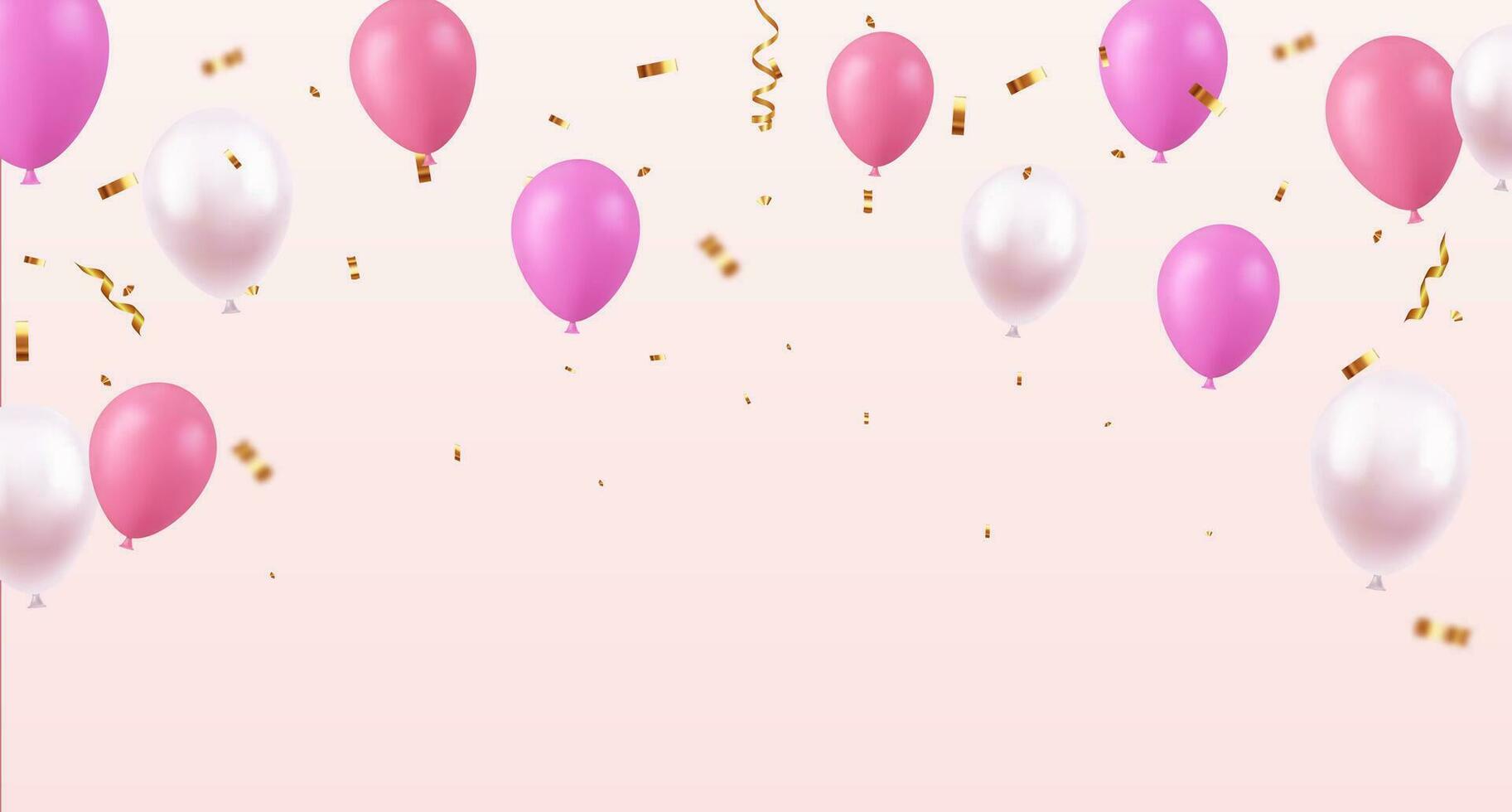 firande fest baner med Färg ballonger och konfetti bakgrund. stor öppning kort lyx hälsning rik. dekoration element för födelse dag firande hälsning kort design. vektor illustration