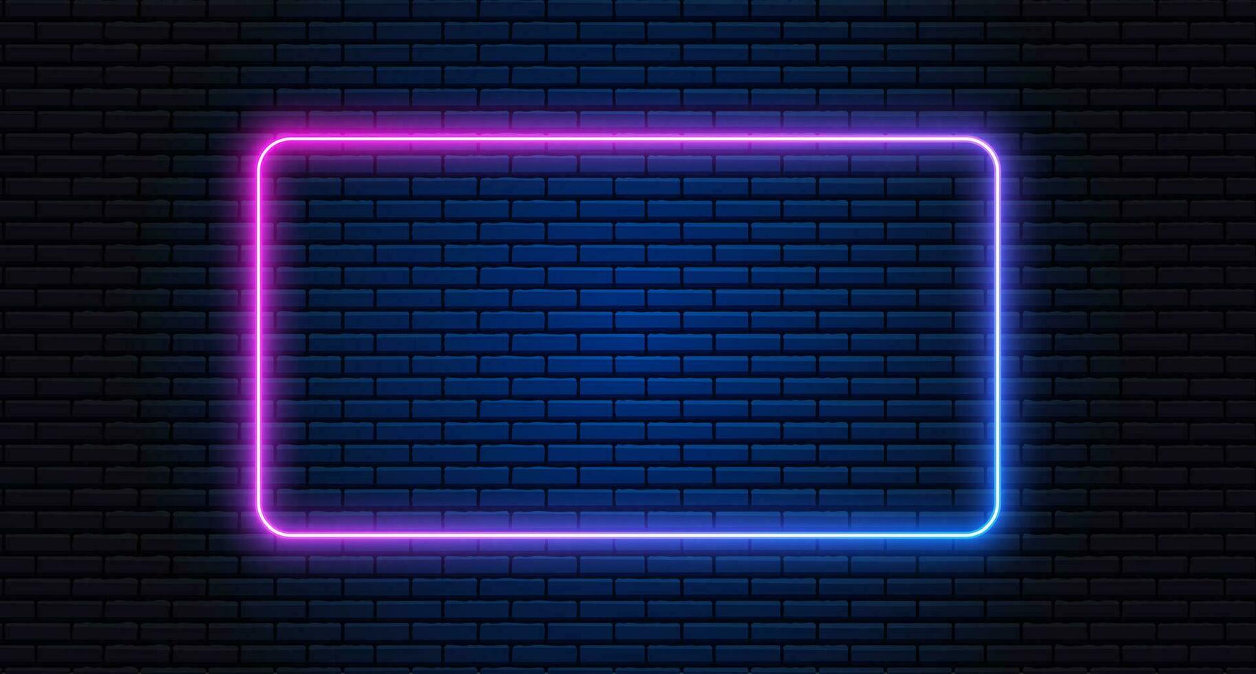 Neon- Rahmen zum Ihre Design. Beleuchtung unterzeichnen. abstrakt Neon- Hintergrund zum Schild oder Werbetafel. geometrisch glühen Gliederung gestalten oder Laser- glühend Linien. Vektor Illustration.