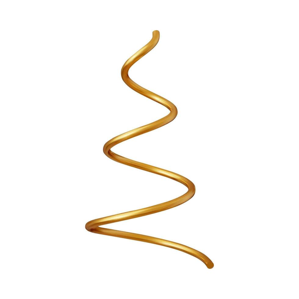 3d Gold Spiral- Weihnachten Baum isoliert auf Weiß Hintergrund. 3d realistisch geometrisch Objekt. 3d Wiedergabe. Vektor Illustration