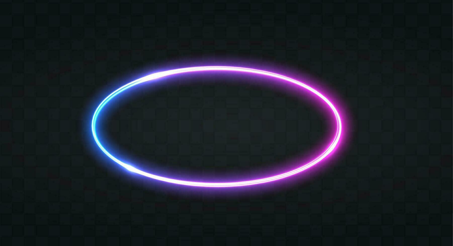neon ram för din design. neon ellips lampor tecken. abstrakt neon bakgrund för skylt eller anslagstavla. geometrisk glöd översikt form eller laser lysande rader. vektor illustration.