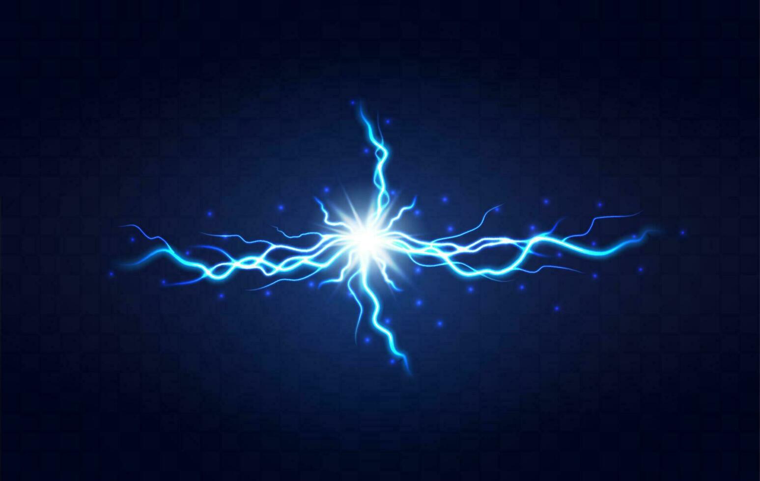 Blitz Blitz Licht Donner Funke auf transparent Hintergrund. Blitz Ball, elektrisch Streik Auswirkung. realistisch Funken Blau blinken, elektrisch erfüllen von Gewitter vektor