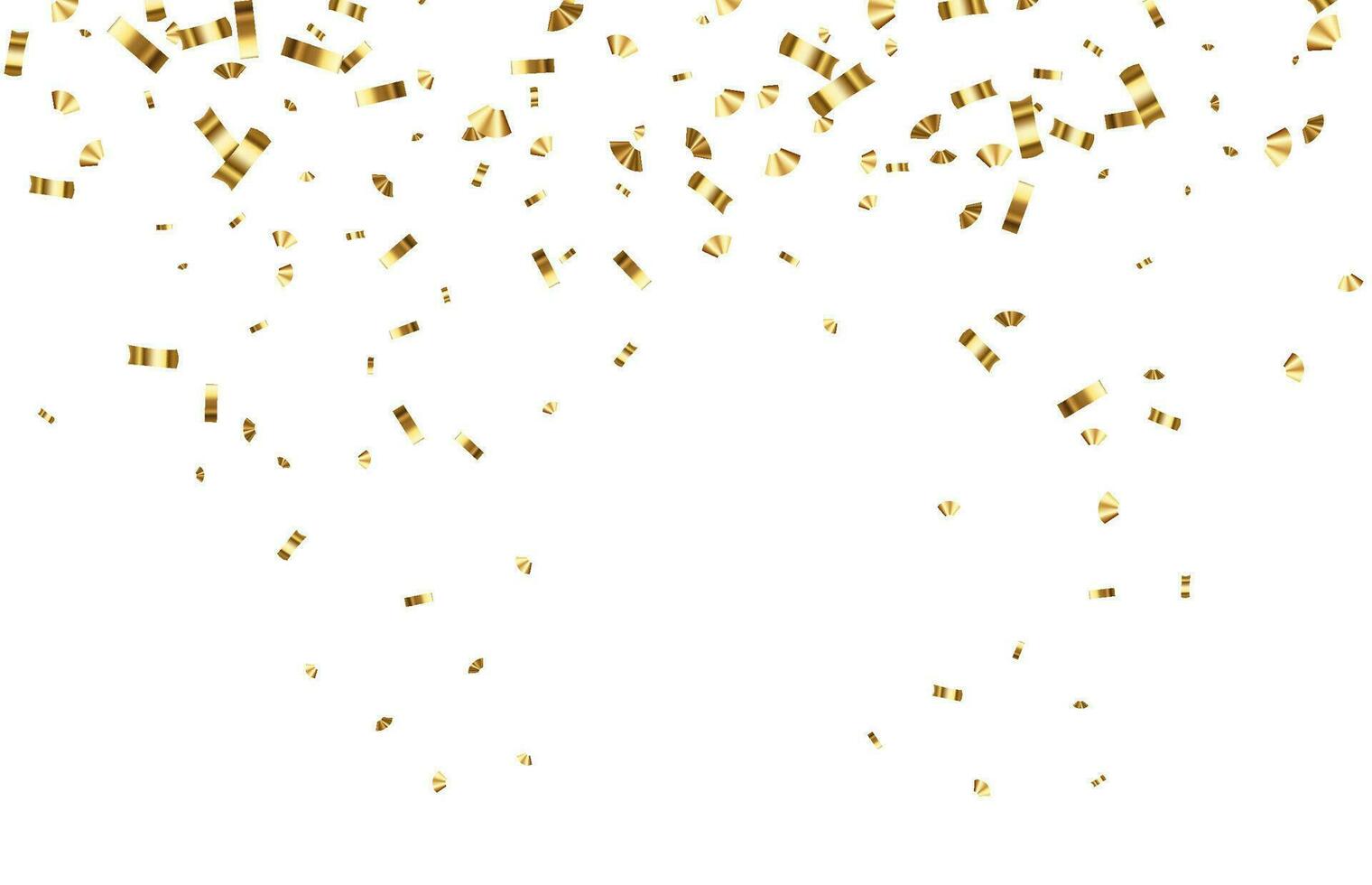 faller skinande gyllene konfetti isolerat på vit bakgrund. ljus festlig glitter av guld Färg. vektor illustration