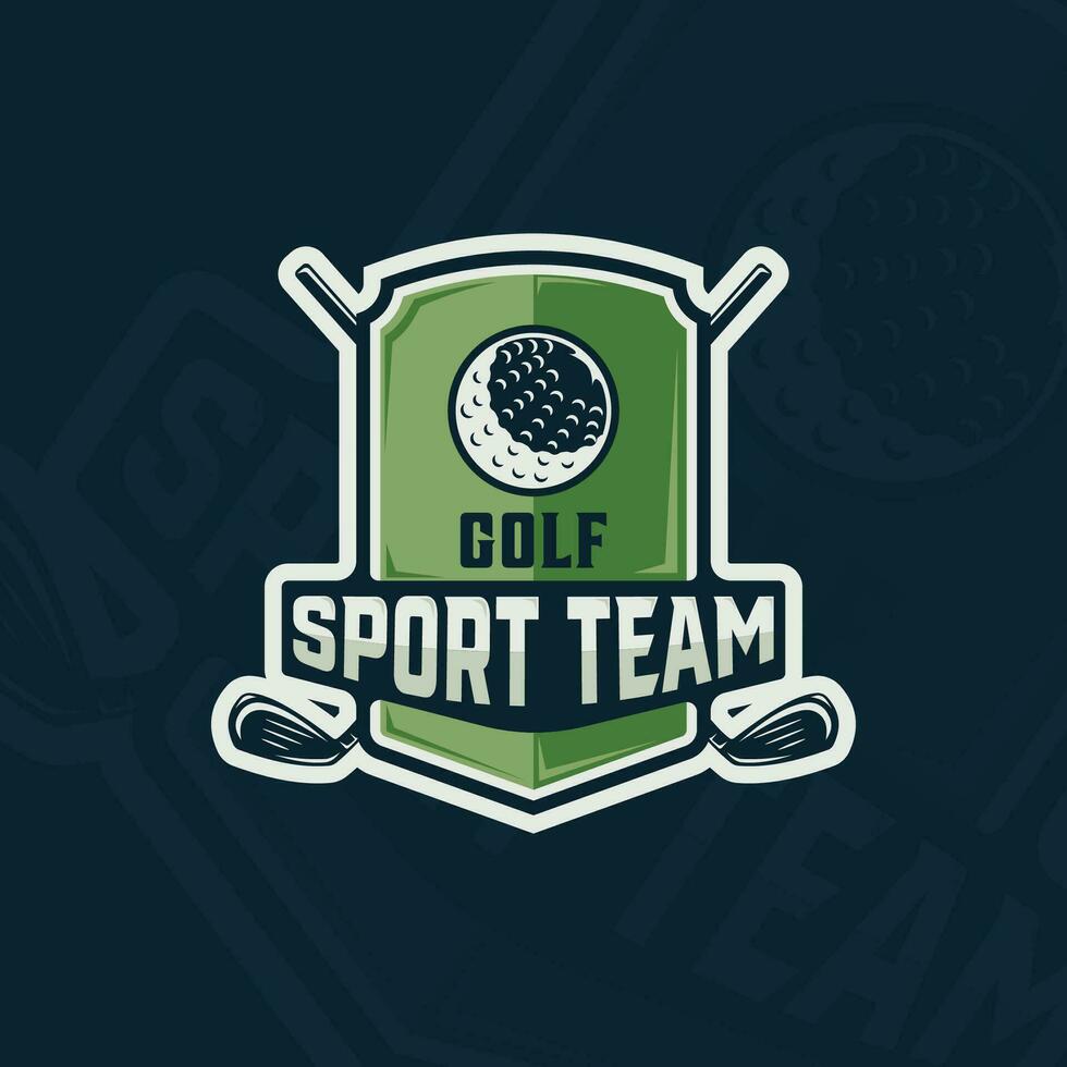 Golf Verein Emblem Logo Vektor Illustration Vorlage Symbol Grafik Design. Stock und Ball von Sport Zeichen oder Symbol zum Turnier oder Liga Mannschaft mit Abzeichen Schild Konzept