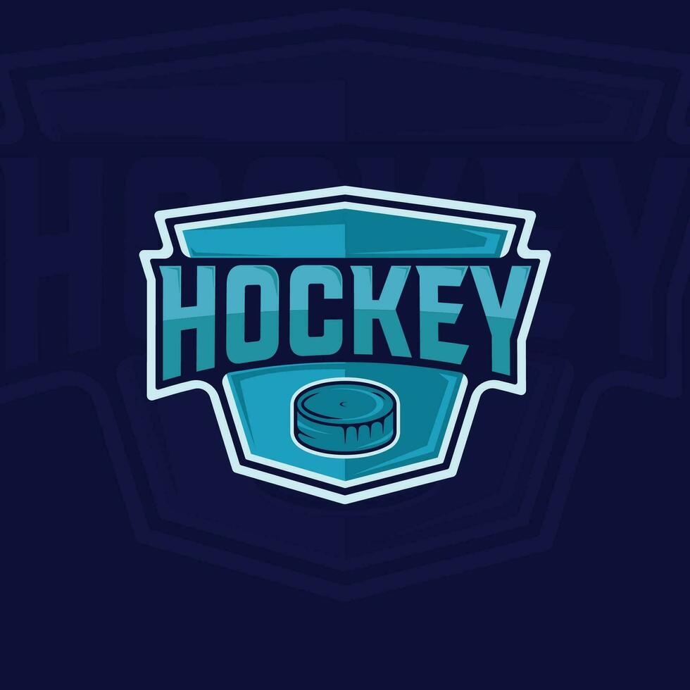 Eis Eishockey Emblem Logo Vektor Illustration Vorlage Symbol Grafik Design. Puck zum Eis Eishockey Zeichen oder Symbol mit Abzeichen Schild zum Verein oder Mannschaft Sport