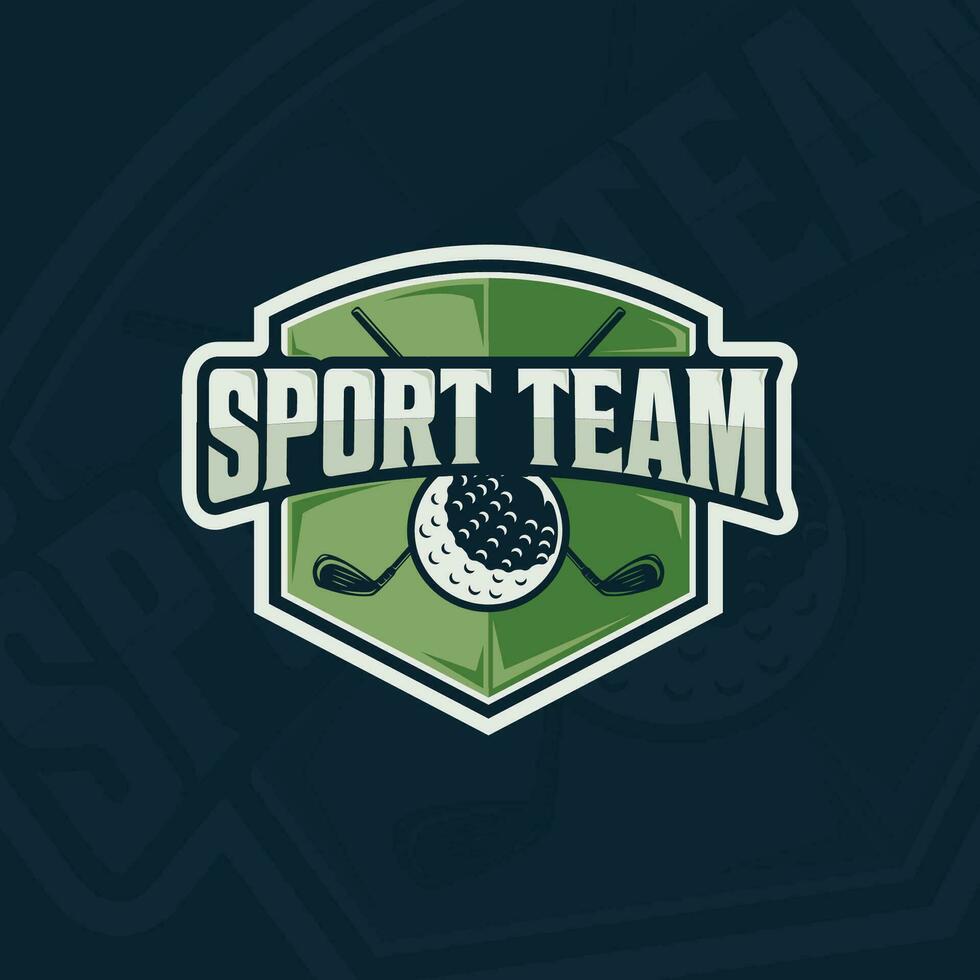 golf klubb emblem logotyp vektor illustration mall ikon grafisk design. pinne och boll av sport tecken eller symbol för turnering eller liga team med bricka skydda begrepp