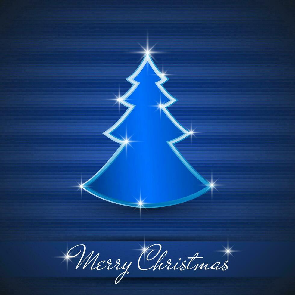 einfach Blau und glänzend Weihnachten Baum isoliert auf Hintergrund vektor