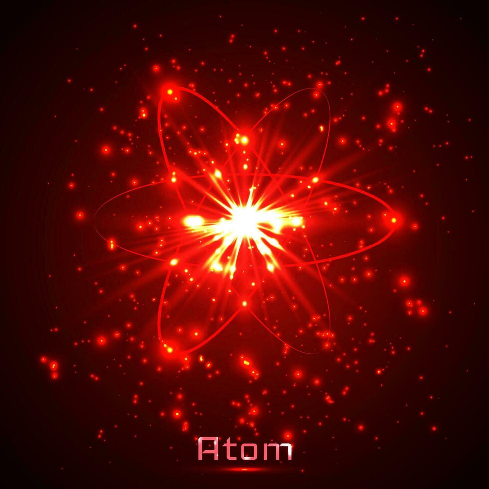 Vektor leuchtenden Neon- Beleuchtung Atom Modell-