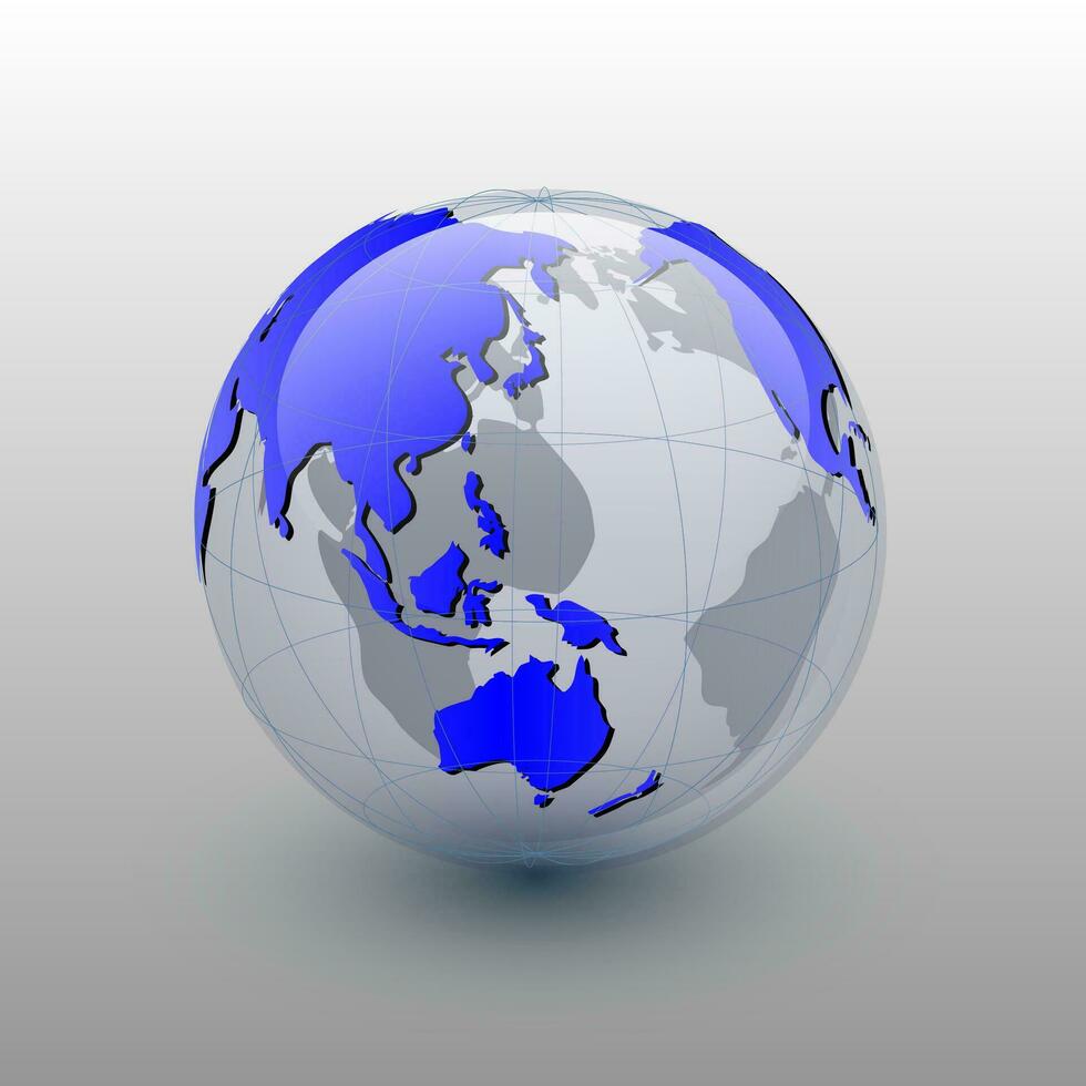 Erde Globus auf Weiß Hintergrund, Australien, Asien, Vektor. vektor