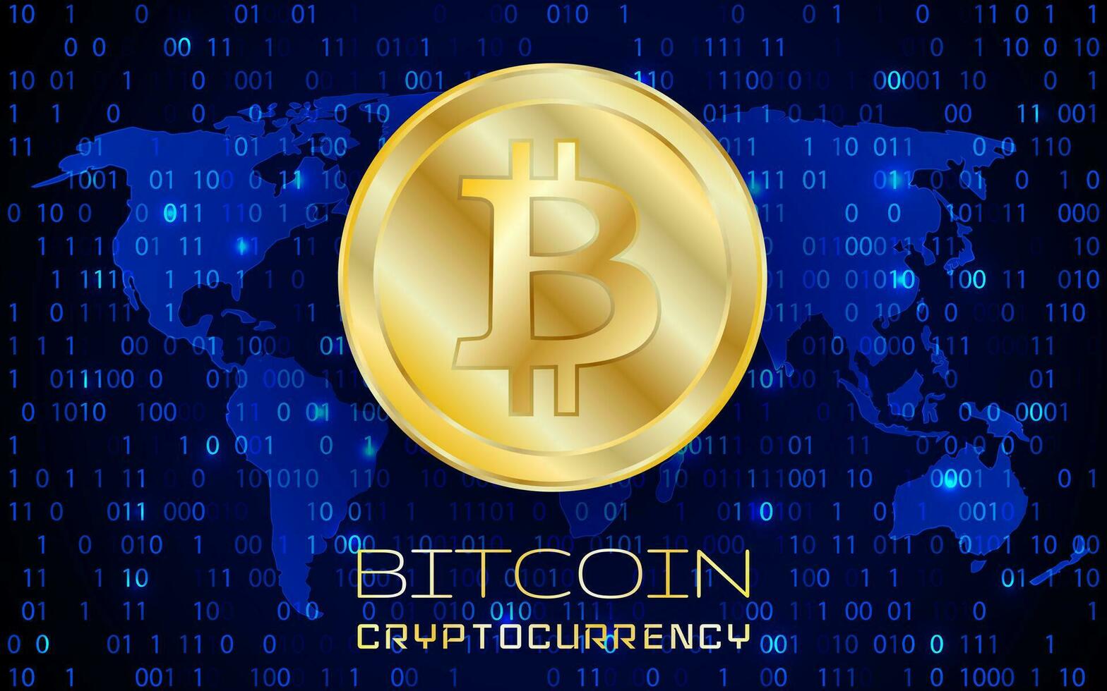Bitcoin. physisch bisschen Münze. Digital Währung. Kryptowährung. golden Münze mit Bitcoin Symbol vektor