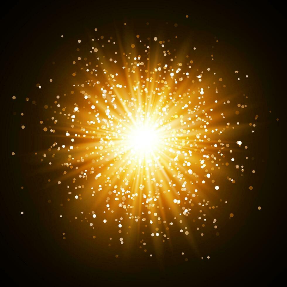 Star platzen mit funkelt. Licht Wirkung. Gold funkeln Textur vektor