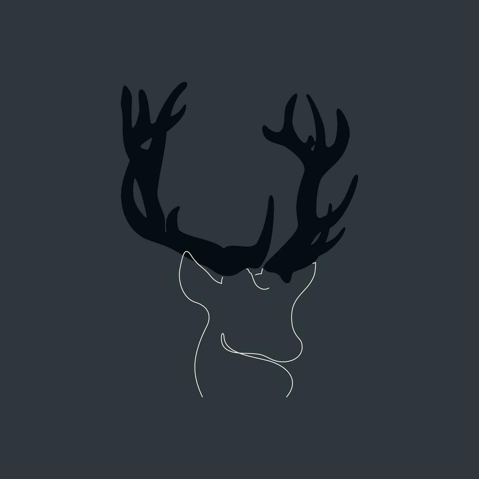 ein Hirsch Kopf mit Hörner auf ein dunkel Hintergrund vektor