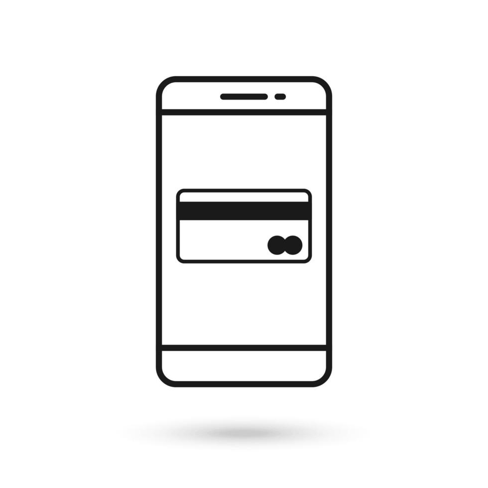 mobiltelefon platt designikon med kreditkortsymbol vektor