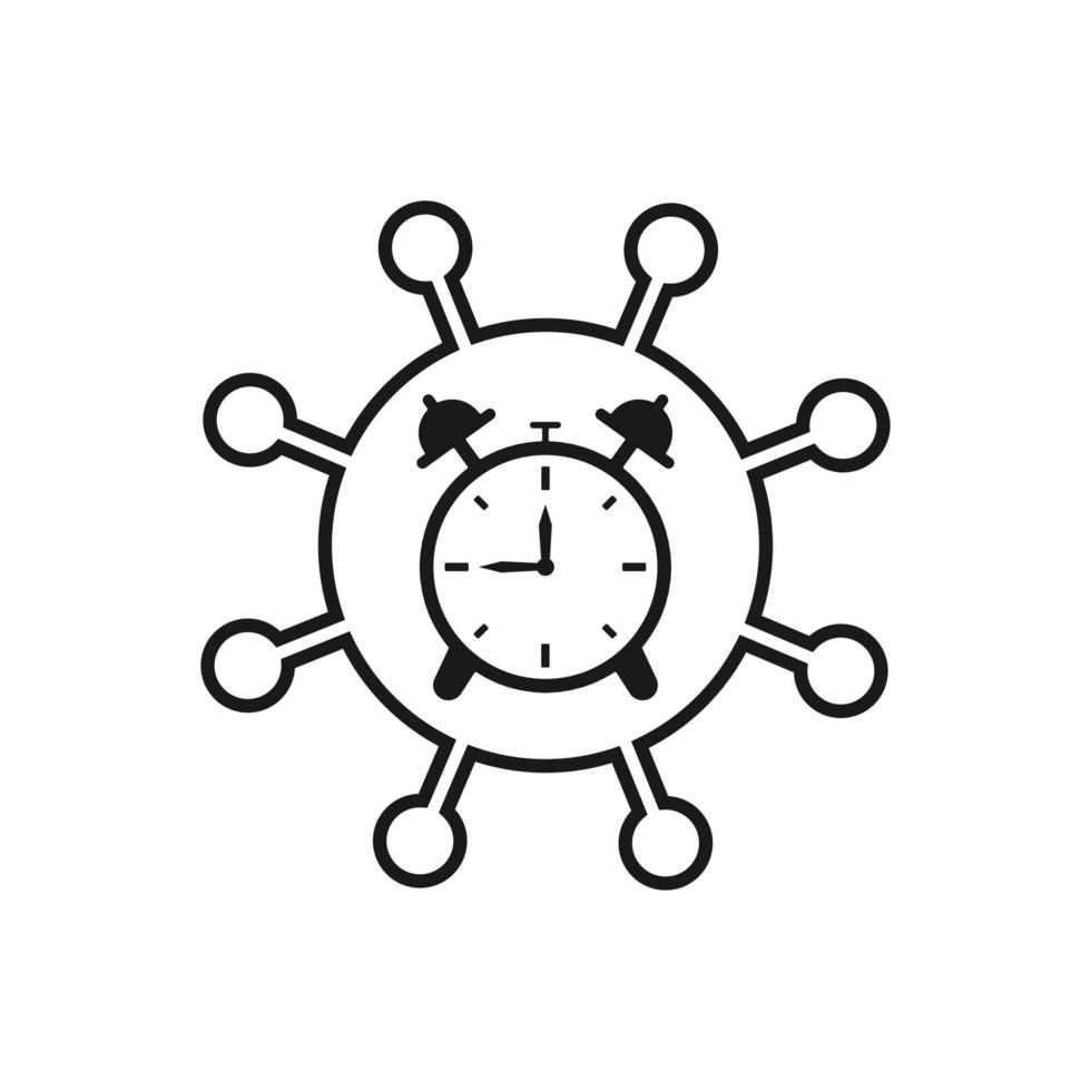 Coronavirus-Molekül unter Stoppuhr. Apotheke und Gesundheitswesen. vektor