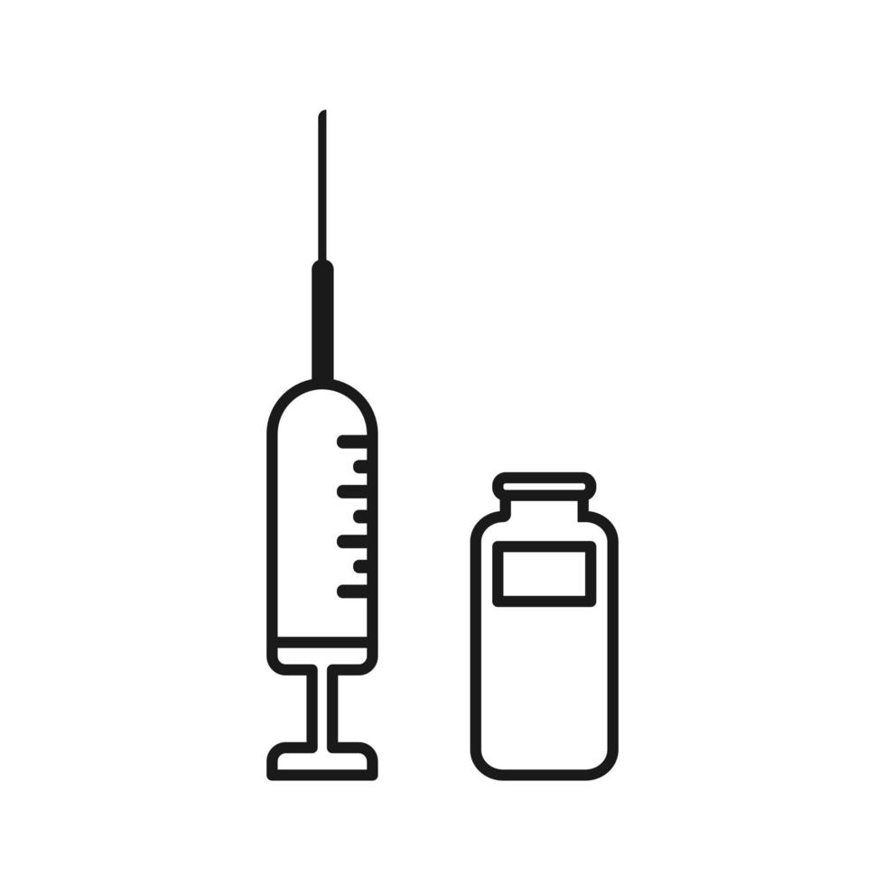 spruta med vaccin, platt design illustration. spruta platt vektor ikon.