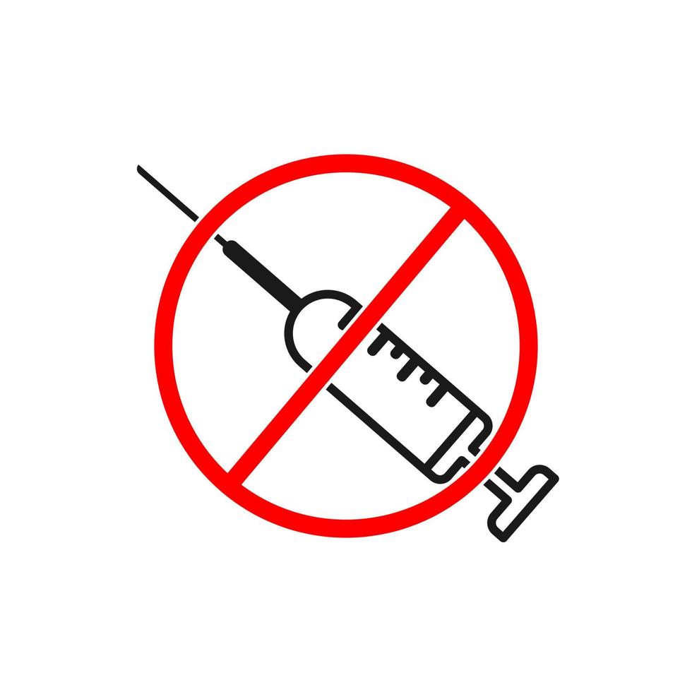 kein Symbol für die Impfstofflinie. Impfzeichen stoppen. vektor