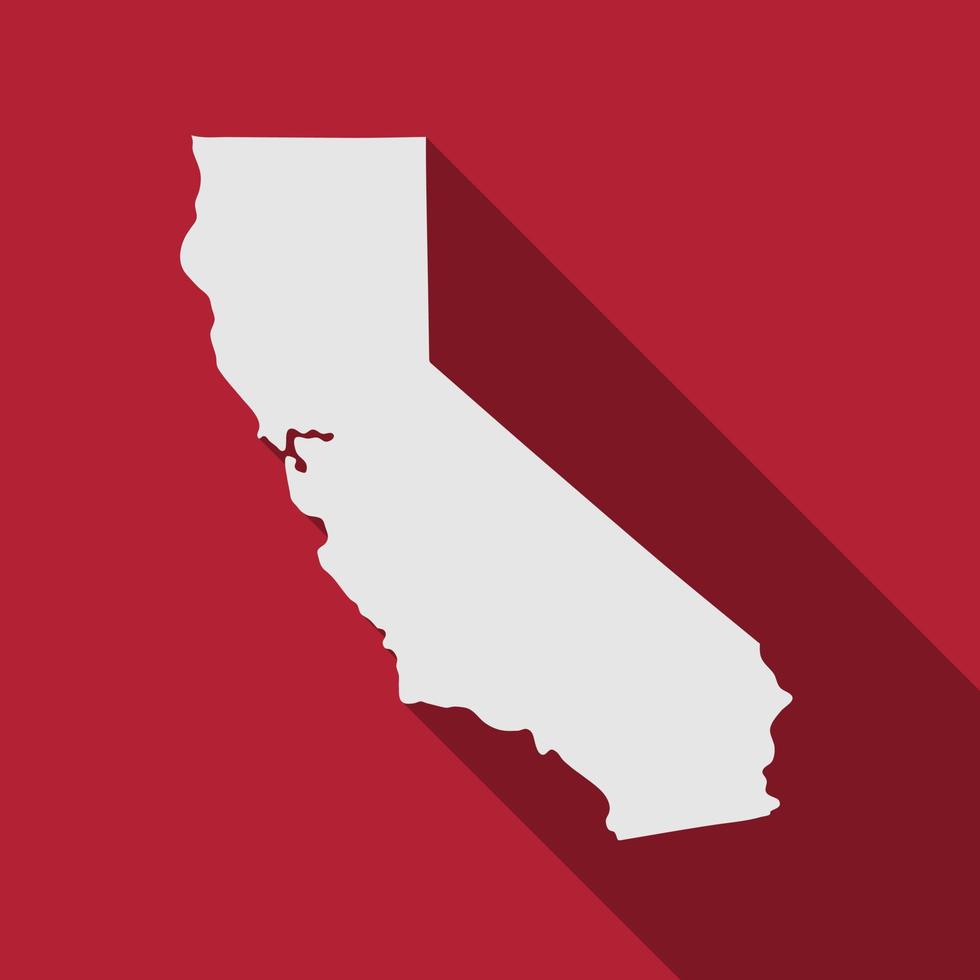 kalifornische Staatskarte mit langem Schatten vektor