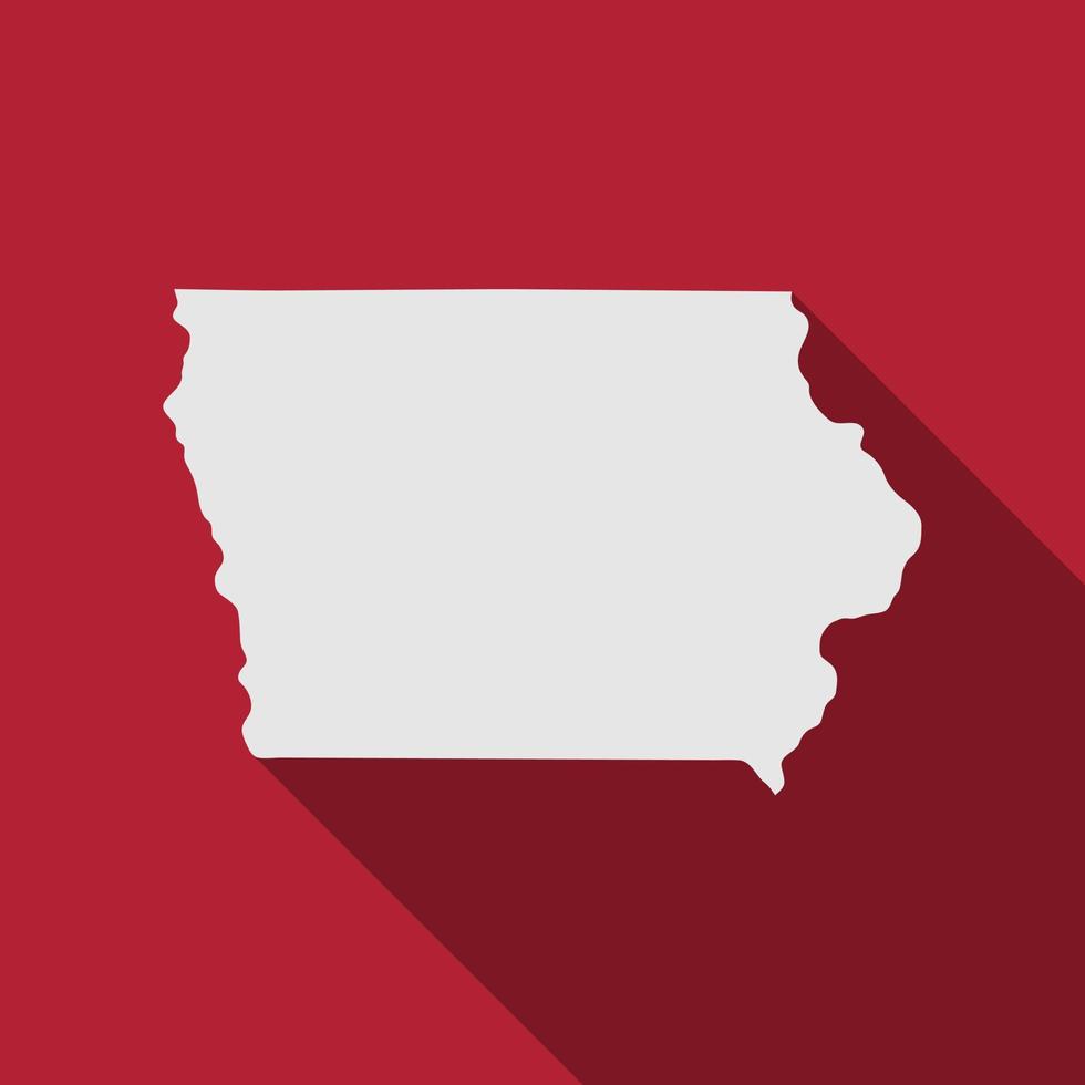 Iowa State Map mit langem Schatten vektor