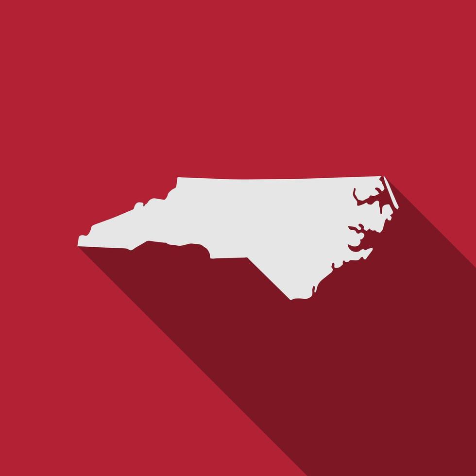 North Carolina State Karte mit langem Schatten vektor