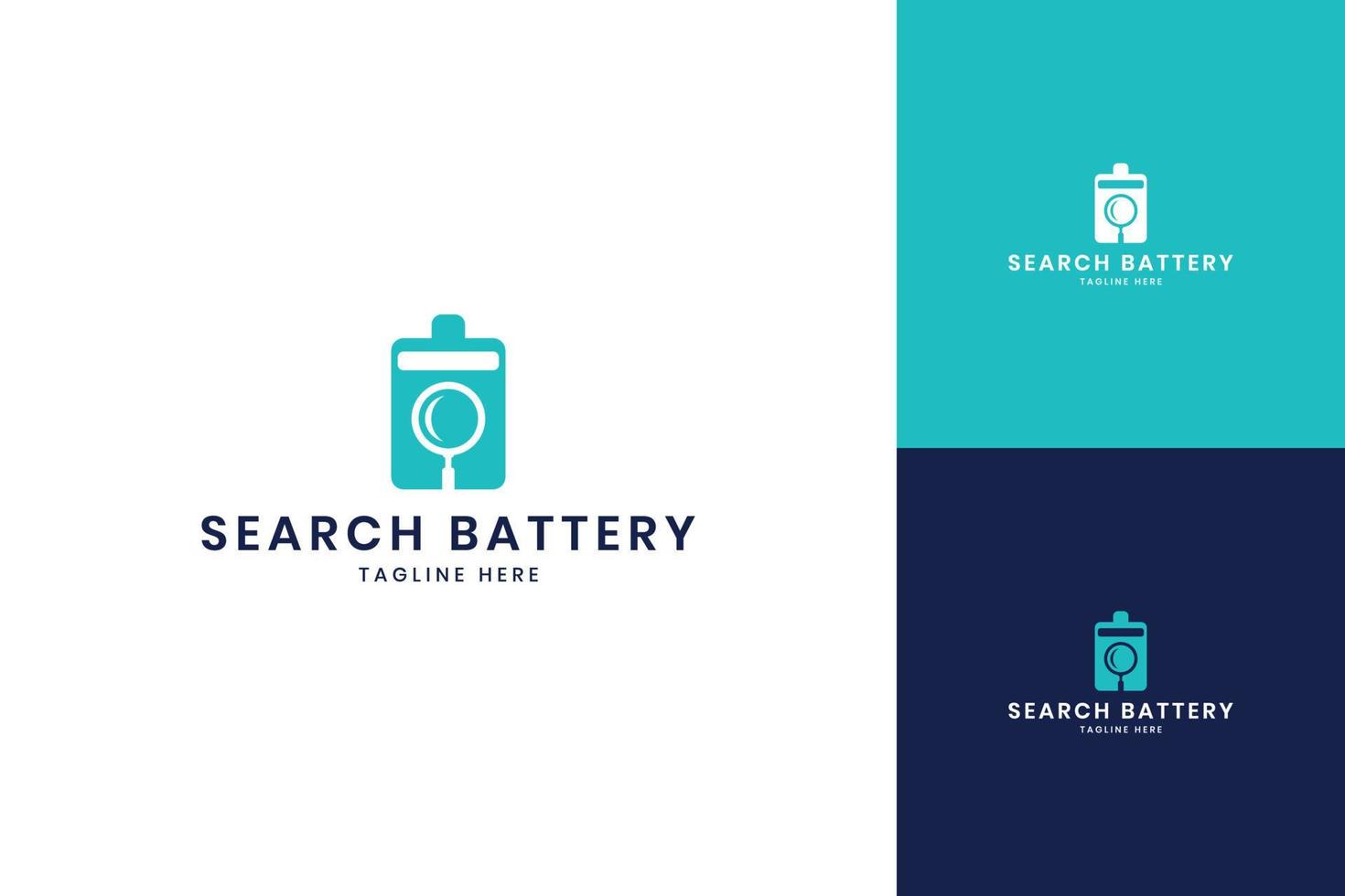 Suche Batterie Minus Space Logo Design vektor