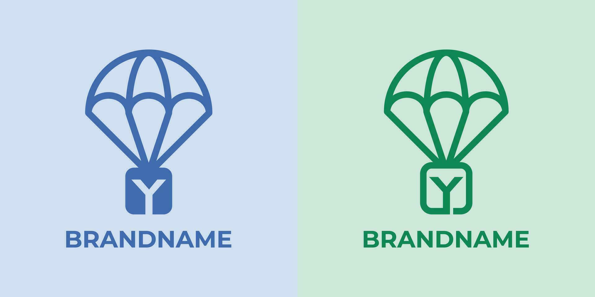 första y fallskärmsnedsläpp logotyp uppsättning, bra för företag relaterad till fallskärmsnedsläpp eller fallskärmar med y första vektor