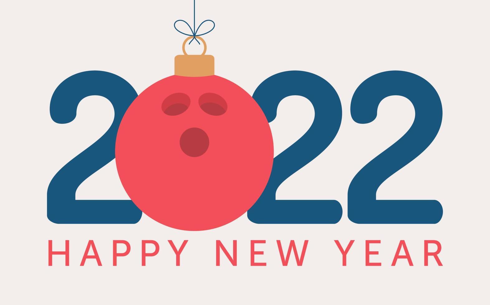2022 gott nytt år bowling vektor illustration. platt stil sport 2022 gratulationskort med en bowlingboll på färgbakgrunden. vektor illustration.