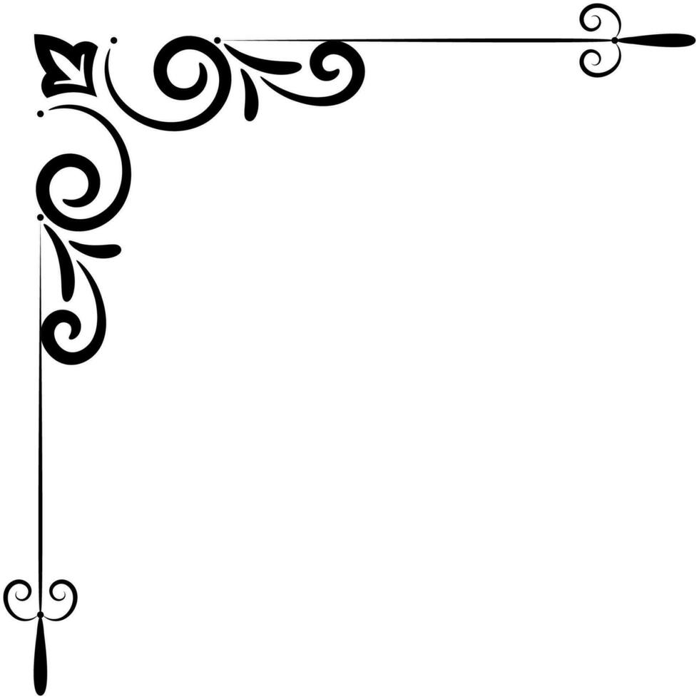 tunn linje årgång hörn. medeltida period av de victorian dynasti. fint svart monogram ram design element abstrakt ikon samling blomma enkel symbol vektor