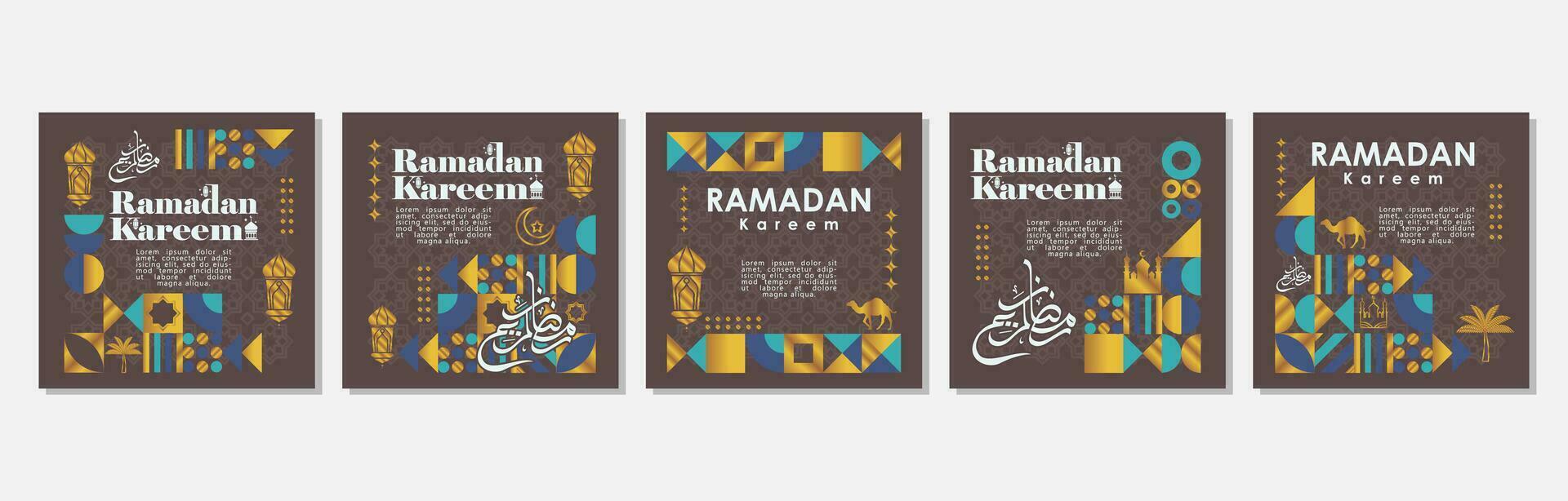 islamisch Gruß Karte einstellen Vorlage mit Ramadan zum Hintergrund Design Poster, Sozial Medien Post, Medien Banner vektor