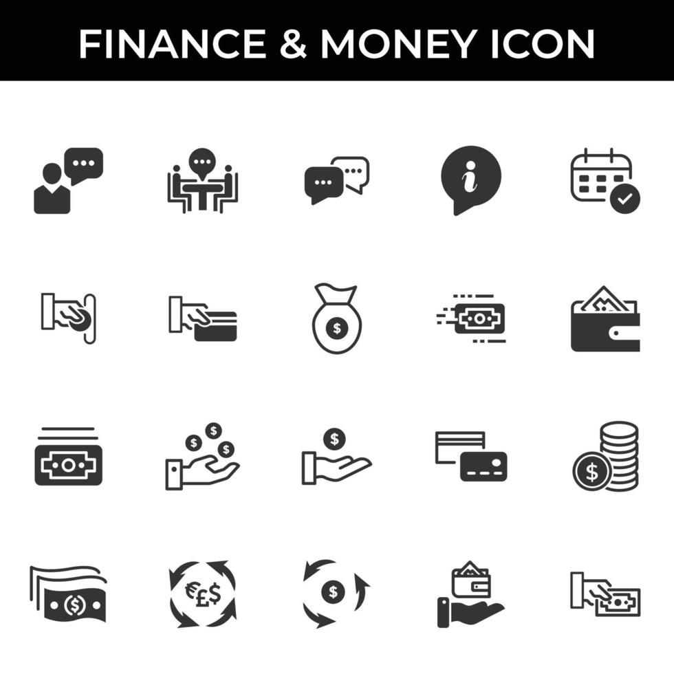 Finanzen und Geld Icon Set Vektor