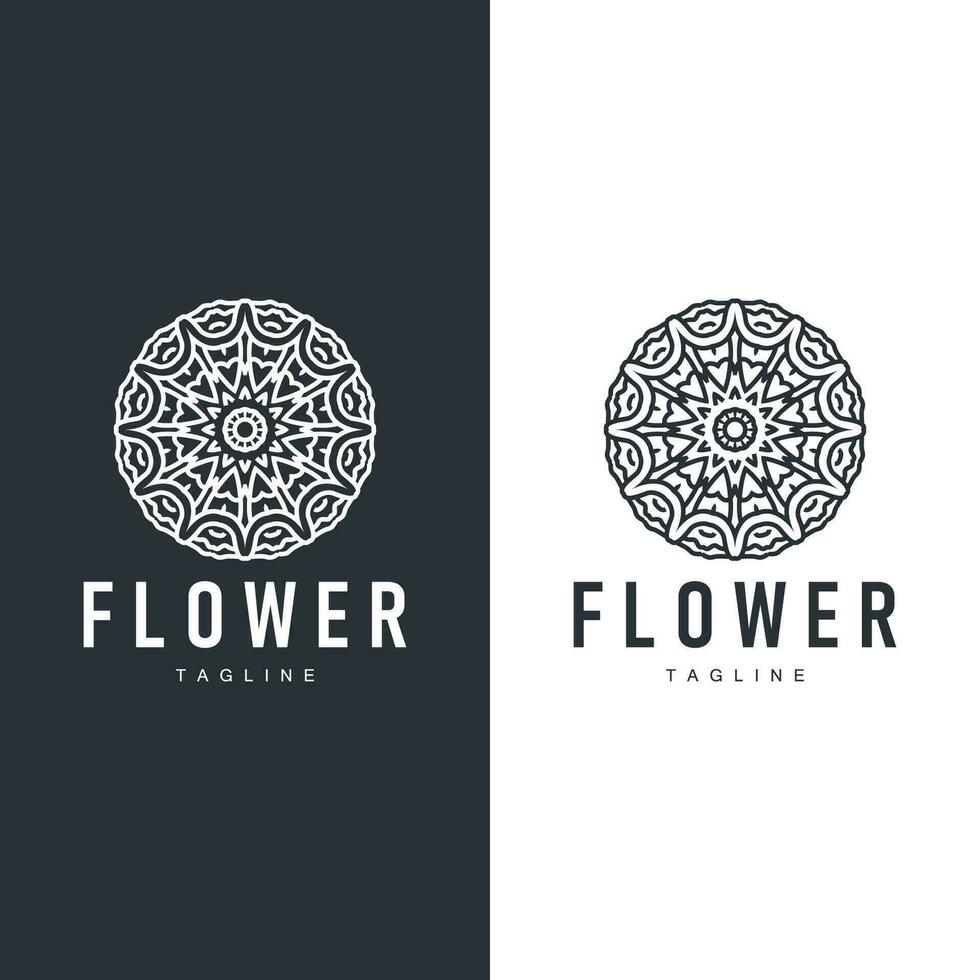 abstrakt Stil Blume Logo Design einfach Blumen- Mandala Illustrator Vorlage vektor