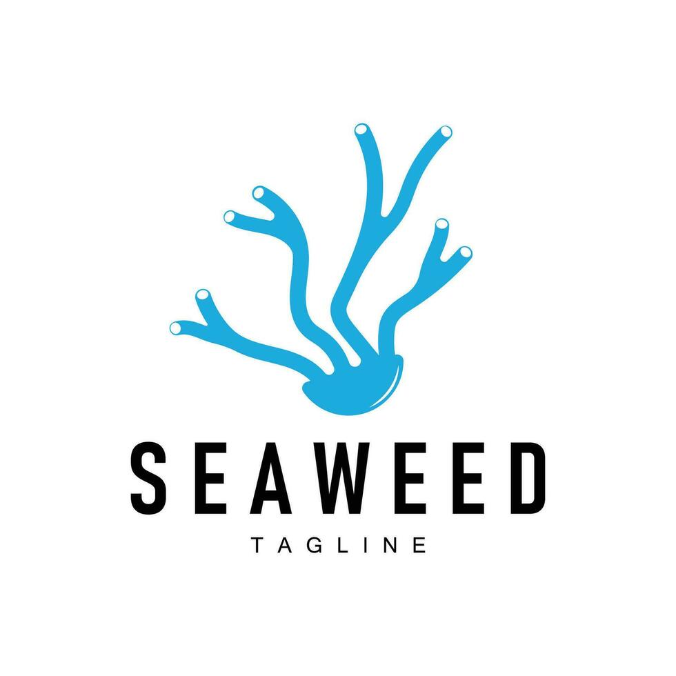 Seetang Logo Design unter Wasser Pflanze Illustration Vorlage vektor