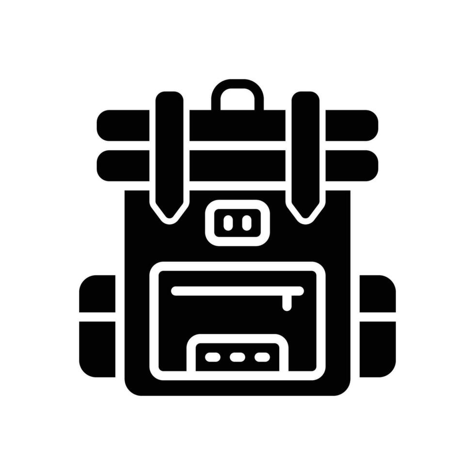 Rucksack Symbol. Vektor Glyphe Symbol zum Ihre Webseite, Handy, Mobiltelefon, Präsentation, und Logo Design.