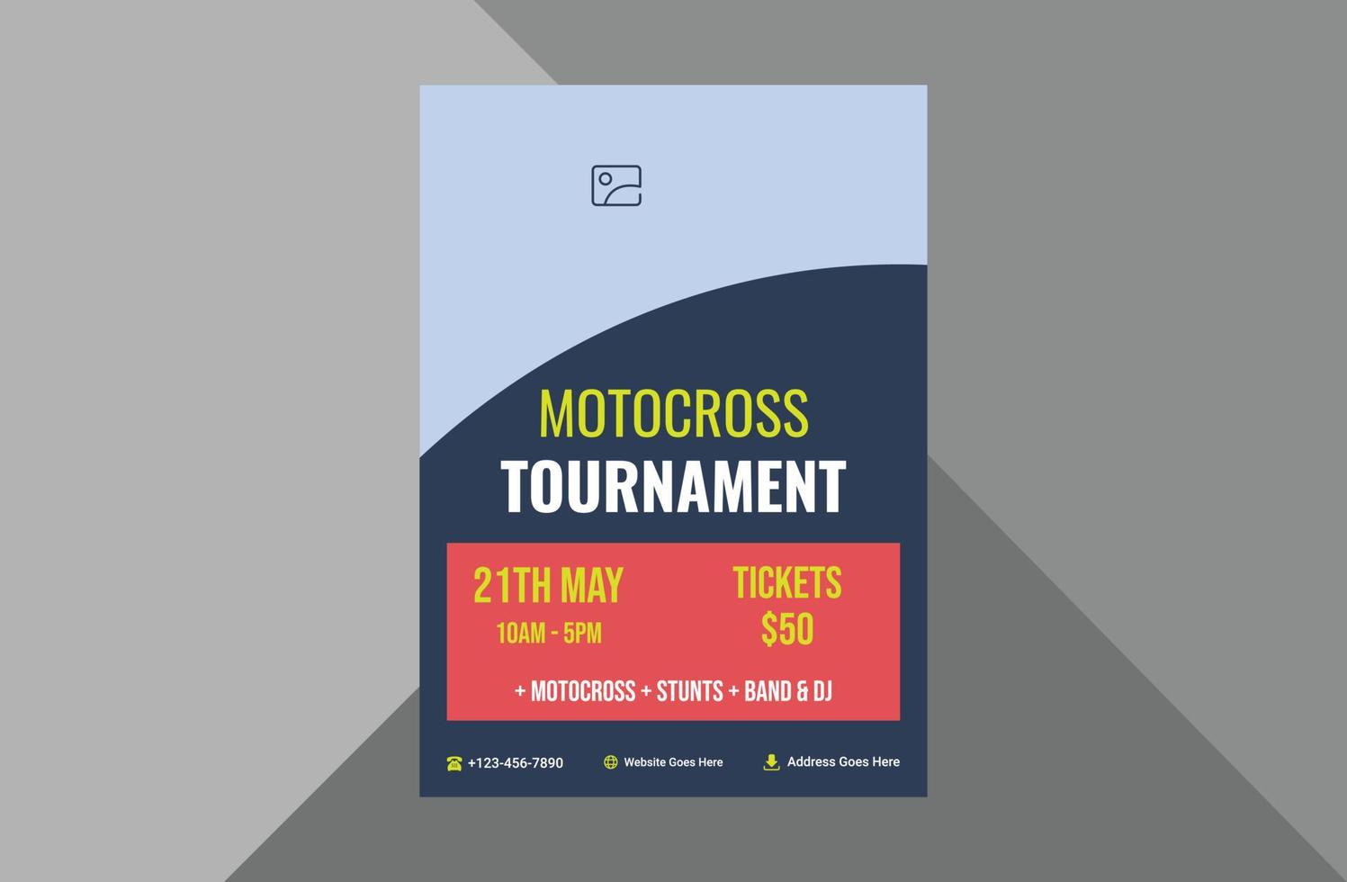 Designvorlage für Motocross-Flyer. Motorradrennen Sportplakat Broschüre Design. A4-Vorlage, Broschürendesign, Cover, Flyer, Poster, druckfertig vektor