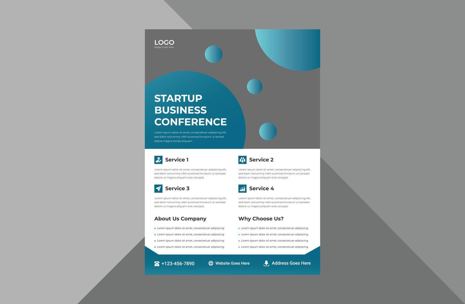 Designvorlage für Startup-Business-Flyer. Gestaltung von Broschüren für Geschäftsagenturen. A4-Vorlage, Broschürendesign, Cover, Flyer, Poster, druckfertig vektor