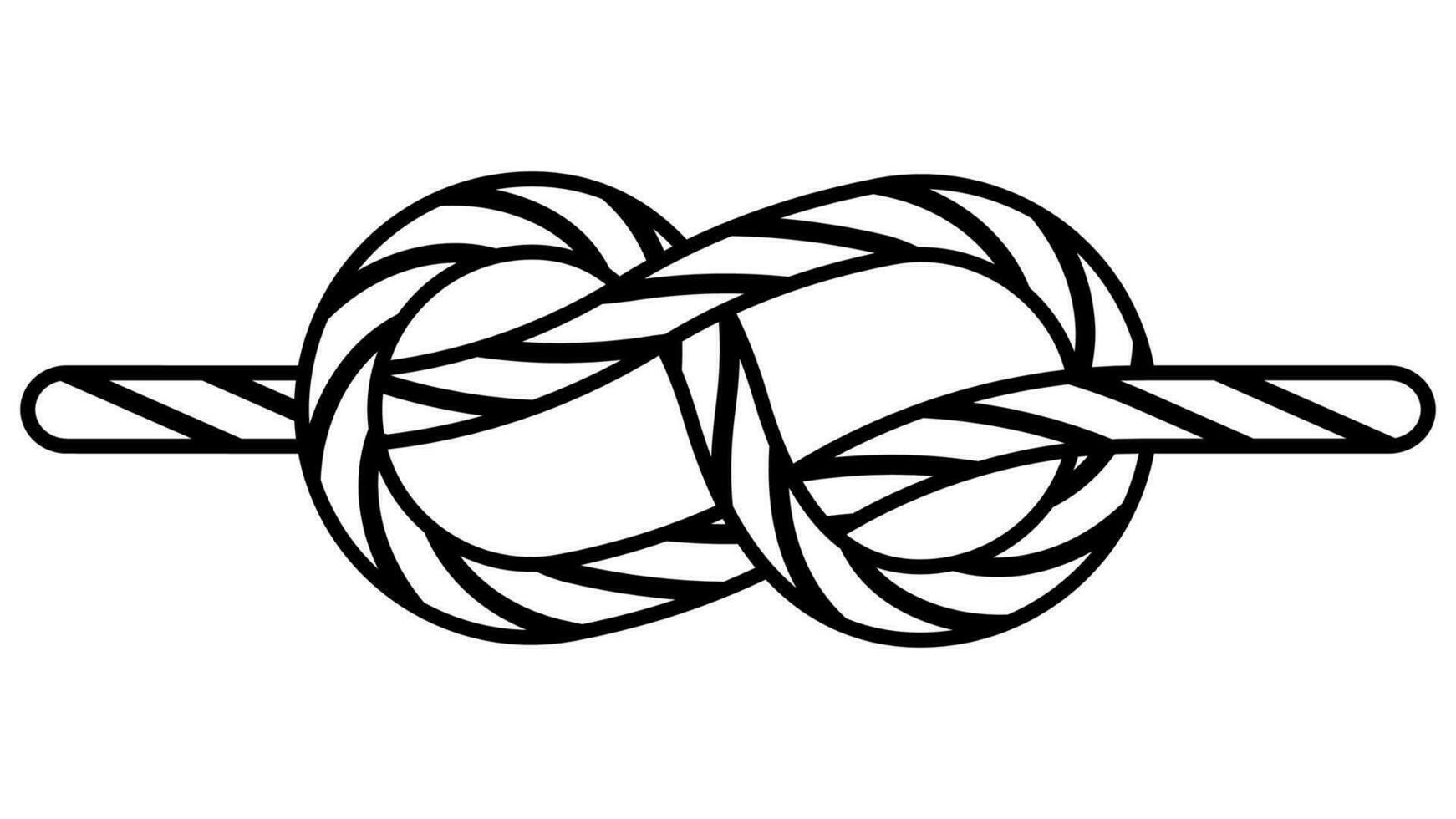 slips hav Knut fastsättning kabel- rep, ikon sticka hav Knut vektor