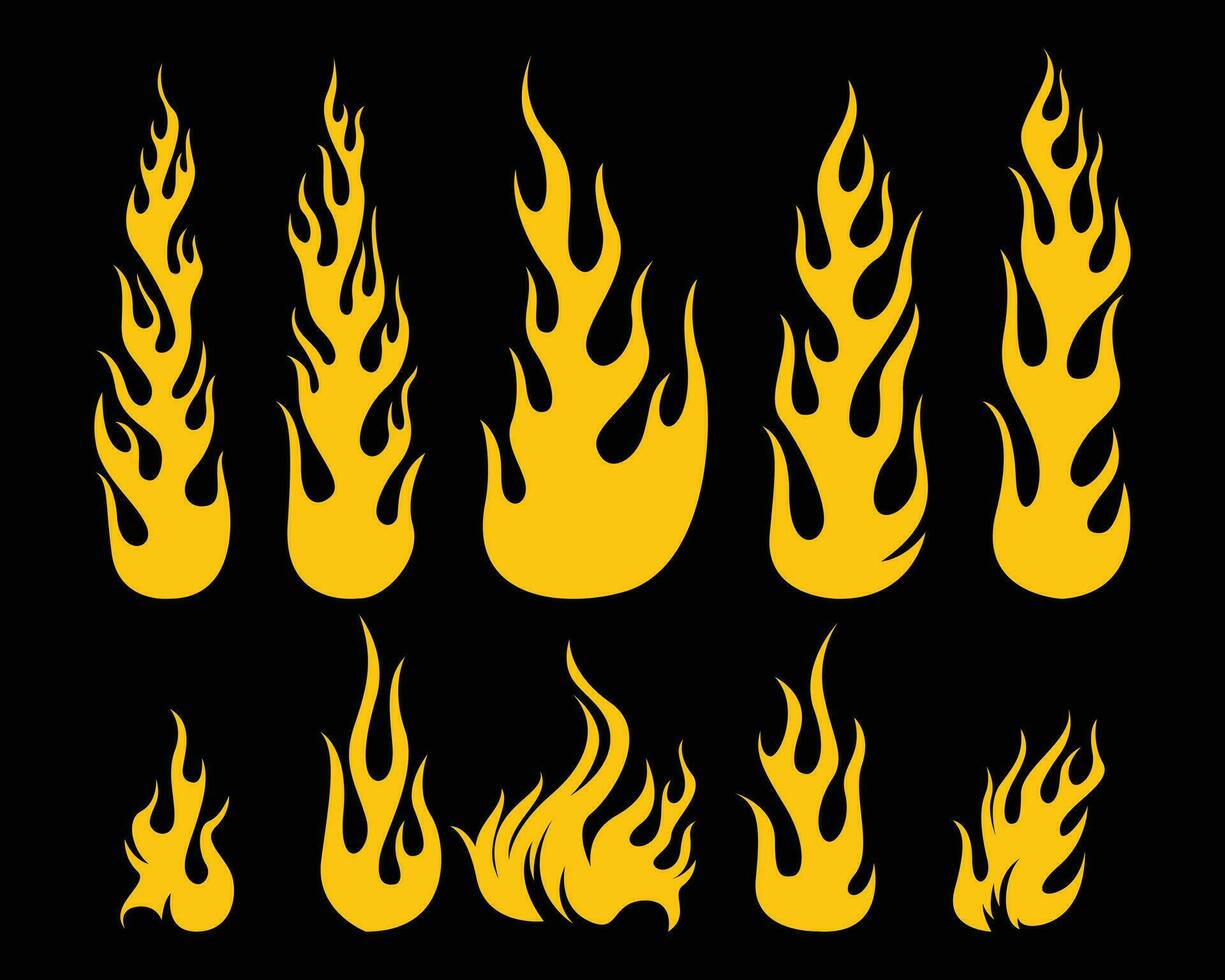 brand flamma illustration vektor tatuering affisch t skjorta design element uppsättning bunt